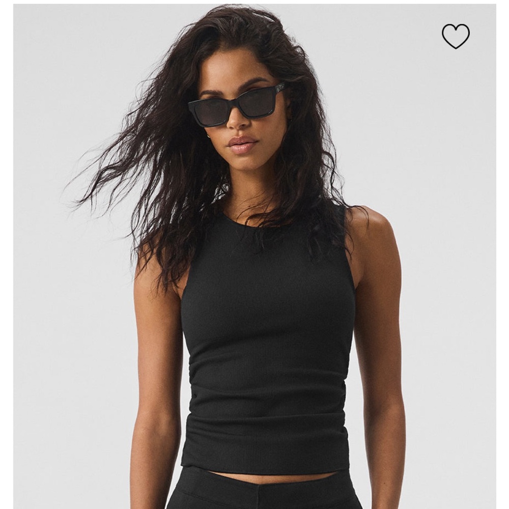 All Yoga Ribbed En Pointe Tank in Black S